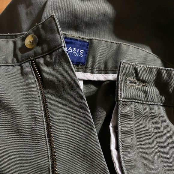 Basic Editions Men's Pleated Twill Olive Green Shorts Size 40 - Picture 10 of 11